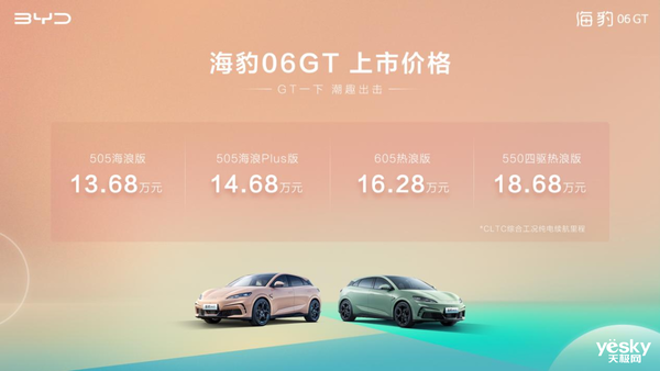 比亚迪中端大杀器！海豹06 GT仅13.68万元：年轻人纯电钢炮首选